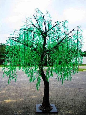 image of a green led willow tree